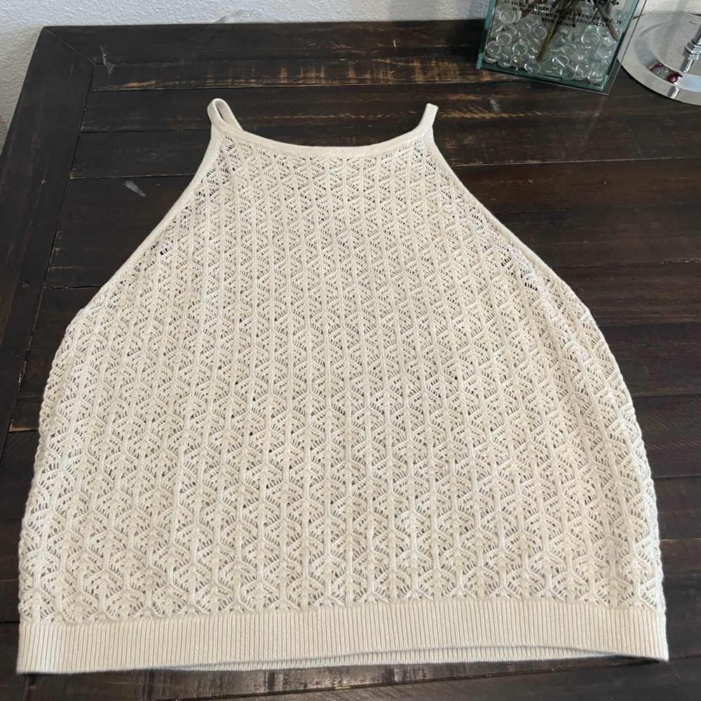 a new day Ivory Crochet Knit Top